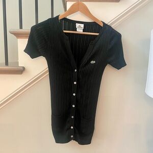 Lacoste Slim Fit Pointelle Button Up Sweater Cardigan